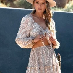 Endless Blu Tops The York Printed Crop Top