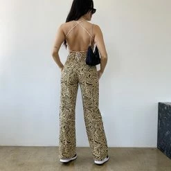 Bailey Rose The Wave Tan Swirl Straight Leg Pants