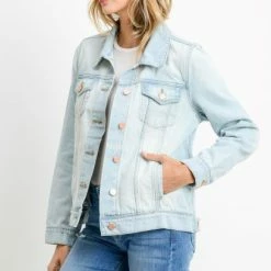 Just USA The Greta Light Wash Boyfriend Jean Jacket Tops