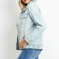 Just USA The Greta Light Wash Boyfriend Jean Jacket Tops