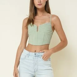 In The Beginning Clothing The Sienne Sage Corset Cropped Top Tops
