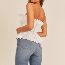 Mable The Whitney White Poplin Tube Top Tops