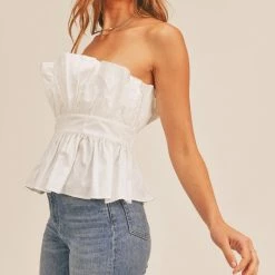 Mable The Whitney White Poplin Tube Top Tops