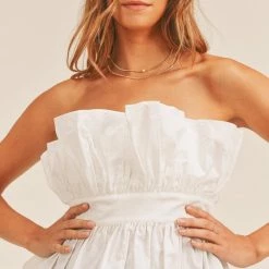 Mable The Whitney White Poplin Tube Top Tops