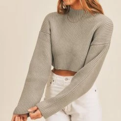 Mable The Caroline Long Sleeve Ribbed Crop Sweater