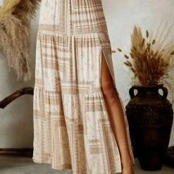 Endless Blu The Moira Multi Print Side Slit Maxi Skirt Skirts