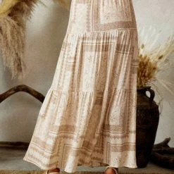 Endless Blu The Moira Multi Print Side Slit Maxi Skirt Skirts