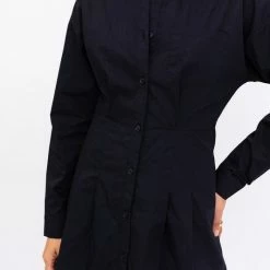 Le Lis The Brita Black Pleated Shirt Mini Dress