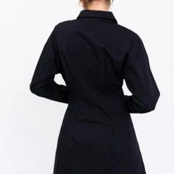 Le Lis The Brita Black Pleated Shirt Mini Dress