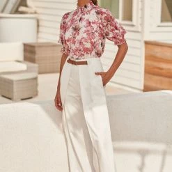 SugarLips The Bridget White Wide Leg Wrap Pants