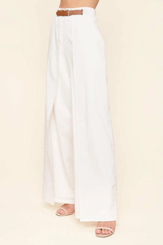SugarLips The Bridget White Wide Leg Wrap Pants