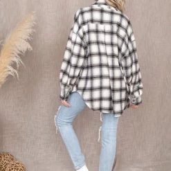 Malibu Bum The Perfect Cream Plaid Shacket Tops