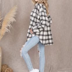 Malibu Bum The Perfect Cream Plaid Shacket Tops
