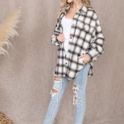 Malibu Bum The Perfect Cream Plaid Shacket Tops