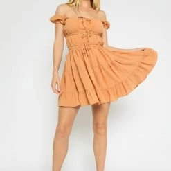 Olivaceous Dresses The Aragon Lace Up Babydoll Dress