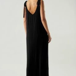 SugarLips Dresses The Verona Black Tie Strap Jersey Knit Maxi Dress