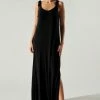 SugarLips Dresses The Verona Black Tie Strap Jersey Knit Maxi Dress