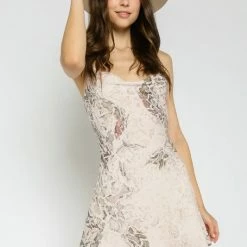 Olivaceous The Tori Taupe Snake Cowl Neck Mini Dress Dresses