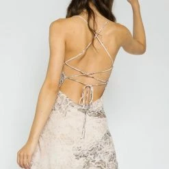 Olivaceous The Tori Taupe Snake Cowl Neck Mini Dress Dresses