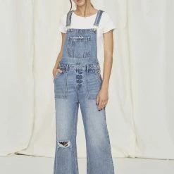 Tea N Rose The Tessa Wide Crop Denim Overalls Jeans
