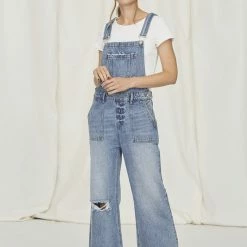 Tea N Rose The Tessa Wide Crop Denim Overalls Jeans
