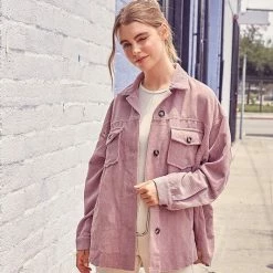 MIOU MUSE The Morgan Mauve Corduroy Shacket Tops