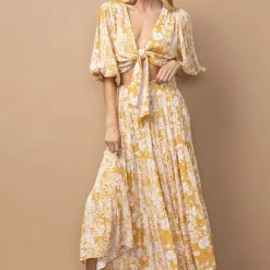 In The Beginning Clothing The Tilsey Mustard Floral Maxi Skirt