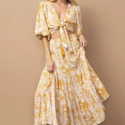 In The Beginning Clothing The Tilsey Mustard Floral Maxi Skirt