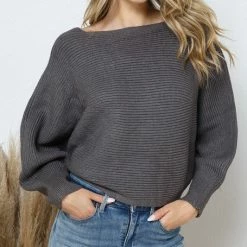 Blue B Tops The Morgan Lace Up Dolman Sweater