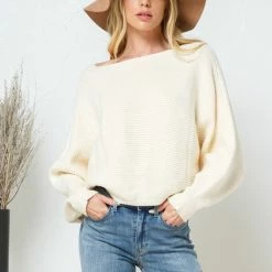 Blue B Tops The Morgan Lace Up Dolman Sweater