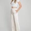 Allie Rose The Sierra Cream Satin Wide Leg Pants
