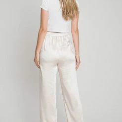 Allie Rose The Sierra Cream Satin Wide Leg Pants