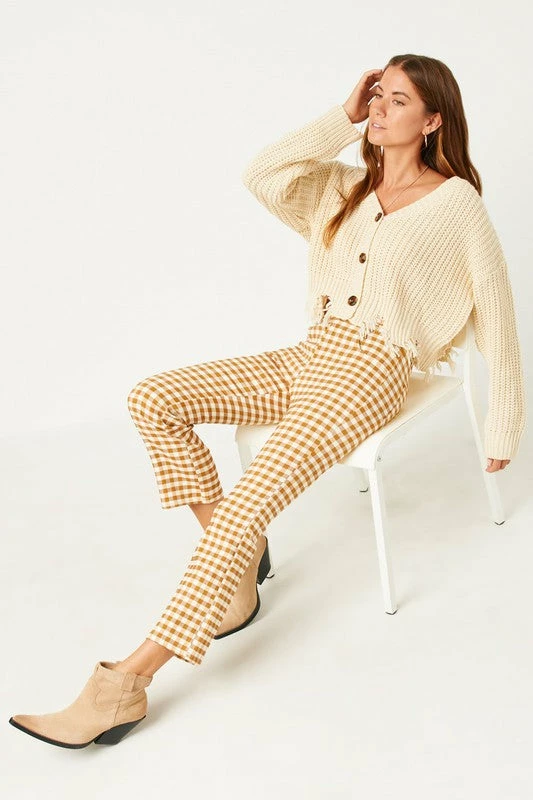 Hayden Los Angeles The Molly Mustard Stretch Checkerboard Pants