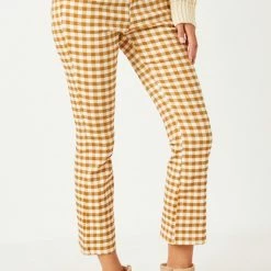 Hayden Los Angeles The Molly Mustard Stretch Checkerboard Pants