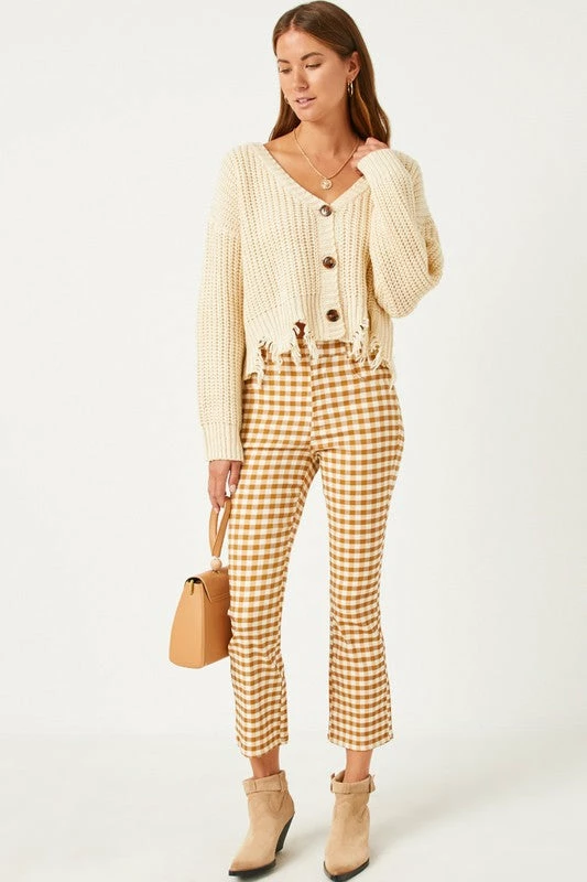Hayden Los Angeles The Molly Mustard Stretch Checkerboard Pants