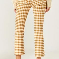 Hayden Los Angeles The Molly Mustard Stretch Checkerboard Pants