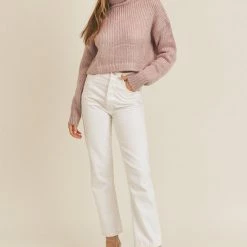 Mable The Leilani Lavender Turtle Neck Cropped Sweater Tops