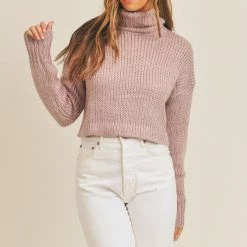Mable The Leilani Lavender Turtle Neck Cropped Sweater Tops
