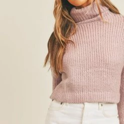 Mable The Leilani Lavender Turtle Neck Cropped Sweater Tops