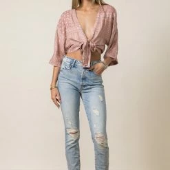 Style Rack The Pretty In Mauve Bandana Tie Top
