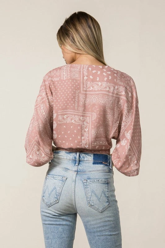 Style Rack The Pretty In Mauve Bandana Tie Top