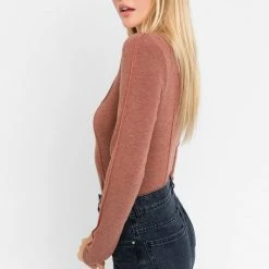 Le Lis The Barbara Brick Long Sleeve Merrow Bodysuit