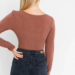 Le Lis The Barbara Brick Long Sleeve Merrow Bodysuit