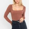 Le Lis The Barbara Brick Long Sleeve Merrow Bodysuit