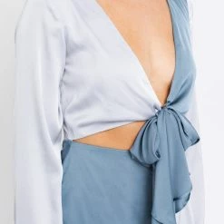 Le Lis Dresses The Betty Blue Colorblock Satin Mini Dress