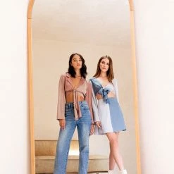 Le Lis Dresses The Betty Blue Colorblock Satin Mini Dress