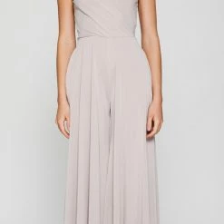 Final Touch Jumpsuits The Kassie Khaki Jersey Knit Wide Leg Jumpsuit