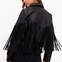 Le Lis Tops The Verna Vegan Leather Western Fringe Jacket