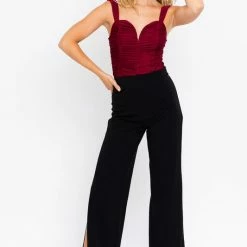 Le Lis Tops The Scarlet Wine Shirred Bodysuit