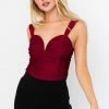 Le Lis Tops The Scarlet Wine Shirred Bodysuit